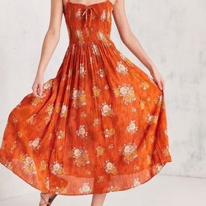 Beautiful Orange Gauzy Smocked Dress